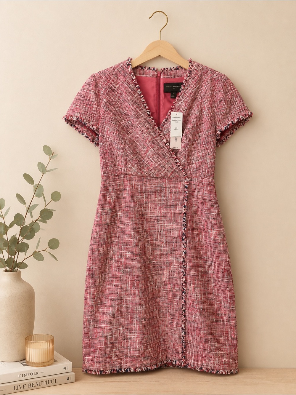 Banana Republic Pink Tweed Wrap-Style Dress- Brand new!!✨
